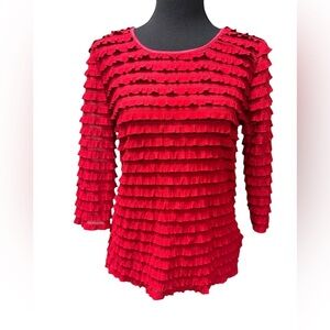 Lanalee Vibrant Red Ruffle Top, Perfect for Festive Fashion Occasions Size M